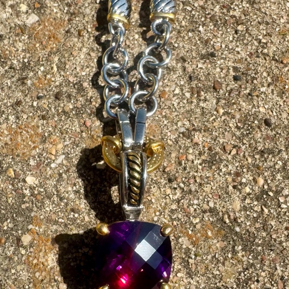 Park Lane Purple Amethyst Necklace - Hypoallergenic Two Tone 16" Necklace - Picture 7 of 16